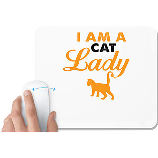                       UDNAG White Mousepad 'Cat | I am a cat lady' for Computer / PC / Laptop [230 x 200 x 5mm]                                              