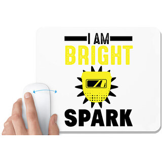                       UDNAG White Mousepad 'Spark | I am bright spark' for Computer / PC / Laptop [230 x 200 x 5mm]                                              