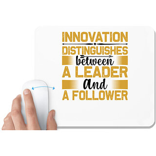                       UDNAG White Mousepad 'Leader | Innovation' for Computer / PC / Laptop [230 x 200 x 5mm]                                              