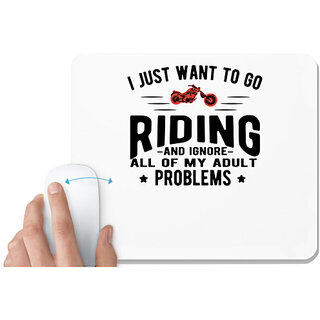                      UDNAG White Mousepad 'Rider | I just want to go Riding' for Computer / PC / Laptop [230 x 200 x 5mm]                                              