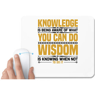                      UDNAG White Mousepad 'Knowledge' for Computer / PC / Laptop [230 x 200 x 5mm]                                              