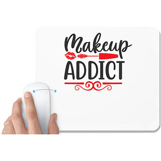                       UDNAG White Mousepad 'Makeup | makeup addict' for Computer / PC / Laptop [230 x 200 x 5mm]                                              