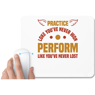                       UDNAG White Mousepad 'Perform | Practice' for Computer / PC / Laptop [230 x 200 x 5mm]                                              