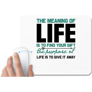                       UDNAG White Mousepad 'Life | The meaning of' for Computer / PC / Laptop [230 x 200 x 5mm]                                              