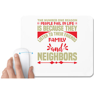                       UDNAG White Mousepad 'Family | The number' for Computer / PC / Laptop [230 x 200 x 5mm]                                              