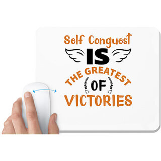                      UDNAG White Mousepad 'Victory | Self' for Computer / PC / Laptop [230 x 200 x 5mm]                                              