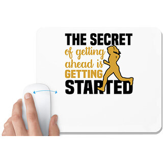                       UDNAG White Mousepad 'Workout | The secret' for Computer / PC / Laptop [230 x 200 x 5mm]                                              