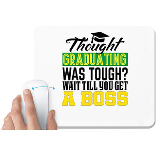                       UDNAG White Mousepad 'Thought Graduation' for Computer / PC / Laptop [230 x 200 x 5mm]                                              