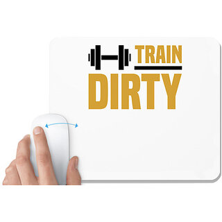                       UDNAG White Mousepad 'Trainer gym | Train dirty' for Computer / PC / Laptop [230 x 200 x 5mm]                                              