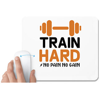                       UDNAG White Mousepad 'Gym | Train hard no' for Computer / PC / Laptop [230 x 200 x 5mm]                                              