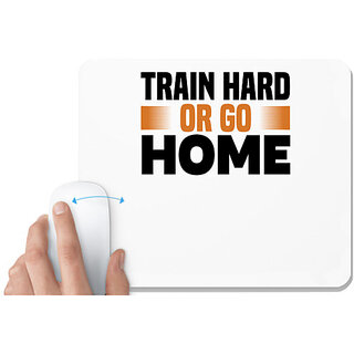                       UDNAG White Mousepad 'Gym | Train hard or go' for Computer / PC / Laptop [230 x 200 x 5mm]                                              