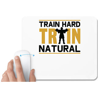                       UDNAG White Mousepad 'Gym | Train hard' for Computer / PC / Laptop [230 x 200 x 5mm]                                              