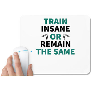                       UDNAG White Mousepad 'Gym | Train insane' for Computer / PC / Laptop [230 x 200 x 5mm]                                              