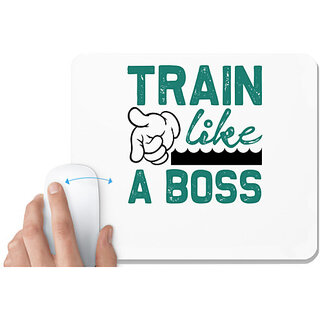                       UDNAG White Mousepad 'Gym | Train like a Boss' for Computer / PC / Laptop [230 x 200 x 5mm]                                              
