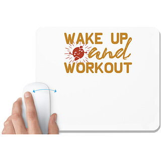                       UDNAG White Mousepad 'Workout gym | Wake up' for Computer / PC / Laptop [230 x 200 x 5mm]                                              