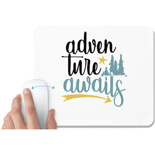                       UDNAG White Mousepad 'Adventure | Adventure awaits' for Computer / PC / Laptop [230 x 200 x 5mm]                                              