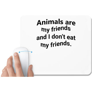                       UDNAG White Mousepad 'Animals | Animals are my friends' for Computer / PC / Laptop [230 x 200 x 5mm]                                              