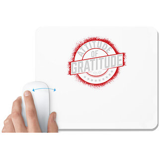                       UDNAG White Mousepad 'Gratitude | ATTITUDE' for Computer / PC / Laptop [230 x 200 x 5mm]                                              