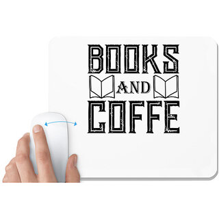                       UDNAG White Mousepad 'Coffee | books and coffe' for Computer / PC / Laptop [230 x 200 x 5mm]                                              