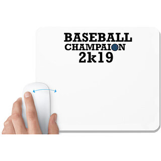                       UDNAG White Mousepad 'Baseball | BASEBALL CHAMPAION' for Computer / PC / Laptop [230 x 200 x 5mm]                                              