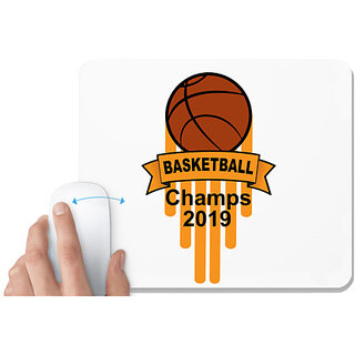                       UDNAG White Mousepad 'Basketball | BASKETBALL CHAMPS' for Computer / PC / Laptop [230 x 200 x 5mm]                                              