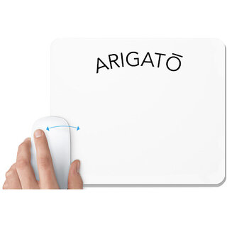                       UDNAG White Mousepad 'Thank you | ARIGATO' for Computer / PC / Laptop [230 x 200 x 5mm]                                              