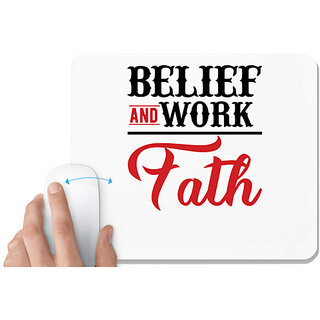                       UDNAG White Mousepad 'Belief | BELIEF' for Computer / PC / Laptop [230 x 200 x 5mm]                                              