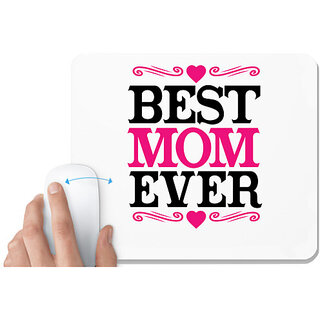                       UDNAG White Mousepad 'Mummy | Best mom ever' for Computer / PC / Laptop [230 x 200 x 5mm]                                              