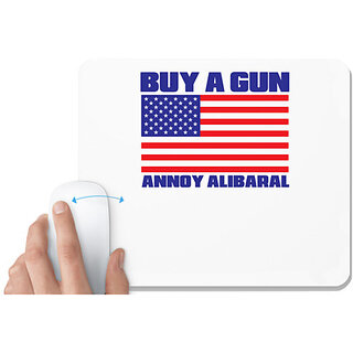                       UDNAG White Mousepad 'American Flag | Buy a gun Annoy alibaral' for Computer / PC / Laptop [230 x 200 x 5mm]                                              