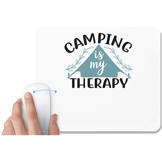                       UDNAG White Mousepad 'Camping | Camping is my therapy 2' for Computer / PC / Laptop [230 x 200 x 5mm]                                              
