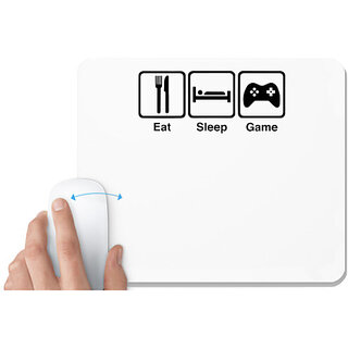                       UDNAG White Mousepad 'Life | eat sleep game' for Computer / PC / Laptop [230 x 200 x 5mm]                                              