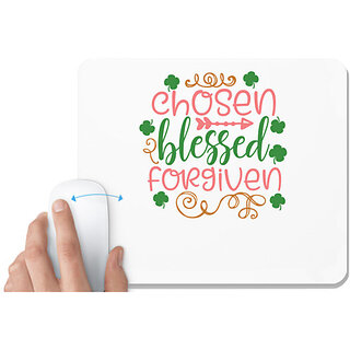                       UDNAG White Mousepad 'Blessed | chosen blessed forgiven' for Computer / PC / Laptop [230 x 200 x 5mm]                                              