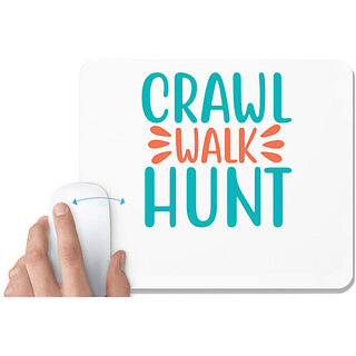                       UDNAG White Mousepad 'CRAWL WALK HUNT' for Computer / PC / Laptop [230 x 200 x 5mm]                                              