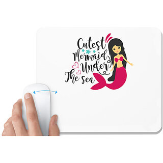                       UDNAG White Mousepad 'Seaqueen | Cutest Mermaid under the sea' for Computer / PC / Laptop [230 x 200 x 5mm]                                              