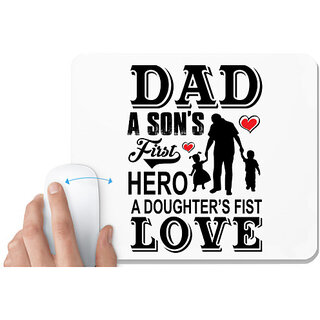                       UDNAG White Mousepad 'Father | Dad A SONS' for Computer / PC / Laptop [230 x 200 x 5mm]                                              