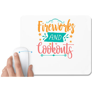                       UDNAG White Mousepad 'fireworks | Fireworks and Cookouts' for Computer / PC / Laptop [230 x 200 x 5mm]                                              