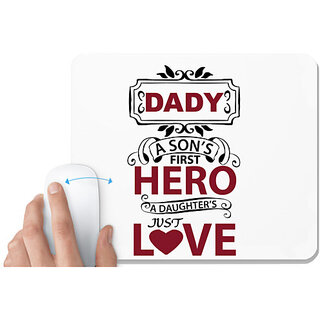                       UDNAG White Mousepad 'Father | DADY A SONS' for Computer / PC / Laptop [230 x 200 x 5mm]                                              