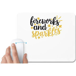                       UDNAG White Mousepad 'fireworks | Fireworks and sparkles' for Computer / PC / Laptop [230 x 200 x 5mm]                                              