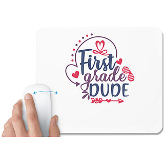                       UDNAG White Mousepad 'School | first grade dude' for Computer / PC / Laptop [230 x 200 x 5mm]                                              