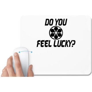                       UDNAG White Mousepad 'Lucky | do you feel lucky-' for Computer / PC / Laptop [230 x 200 x 5mm]                                              