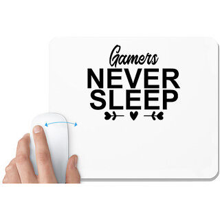                       UDNAG White Mousepad 'Gamer | GAMERS NEVER SLEEP' for Computer / PC / Laptop [230 x 200 x 5mm]                                              