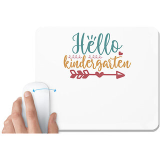                       UDNAG White Mousepad 'School | hello kindergarten' for Computer / PC / Laptop [230 x 200 x 5mm]                                              
