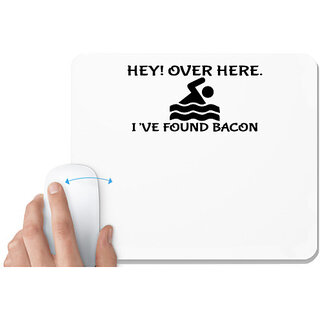                       UDNAG White Mousepad 'Bacon | HEY! OVER HERE' for Computer / PC / Laptop [230 x 200 x 5mm]                                              