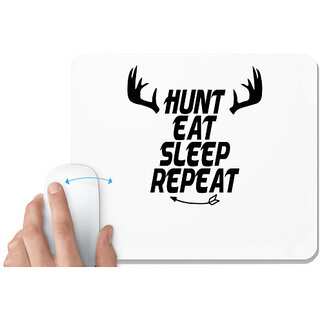                       UDNAG White Mousepad 'hunting | hunt eat sleep repeat' for Computer / PC / Laptop [230 x 200 x 5mm]                                              