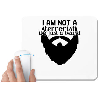                       UDNAG White Mousepad 'Beared | i am not a terrorist its just a beard' for Computer / PC / Laptop [230 x 200 x 5mm]                                              