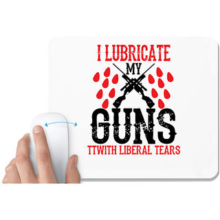                       UDNAG White Mousepad 'Guns | i lubricate my guns' for Computer / PC / Laptop [230 x 200 x 5mm]                                              