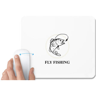                       UDNAG White Mousepad 'Fishing | I DONT GO' for Computer / PC / Laptop [230 x 200 x 5mm]                                              