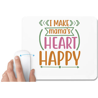                       UDNAG White Mousepad 'Mother | I MAKE MAMAS HEART HAPPY' for Computer / PC / Laptop [230 x 200 x 5mm]                                              