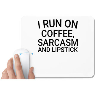                       UDNAG White Mousepad 'Makeup | i run on coffee sarcasm' for Computer / PC / Laptop [230 x 200 x 5mm]                                              
