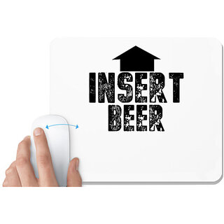                       UDNAG White Mousepad 'Beer | insert beer' for Computer / PC / Laptop [230 x 200 x 5mm]                                              